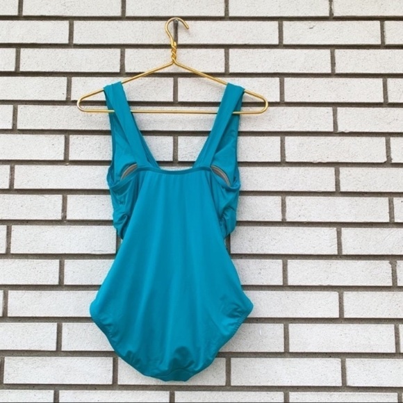 Badgley Mishka Peacock Drape Sash Maillot Swim Suit - Picture 5 of 10